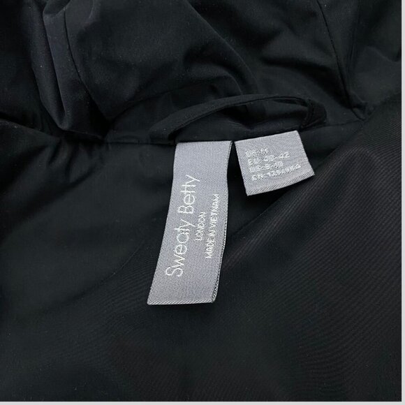 SWEATY BETTY Cocoon Down Wrap Short Jacket Black Size M - Picture 6 of 10